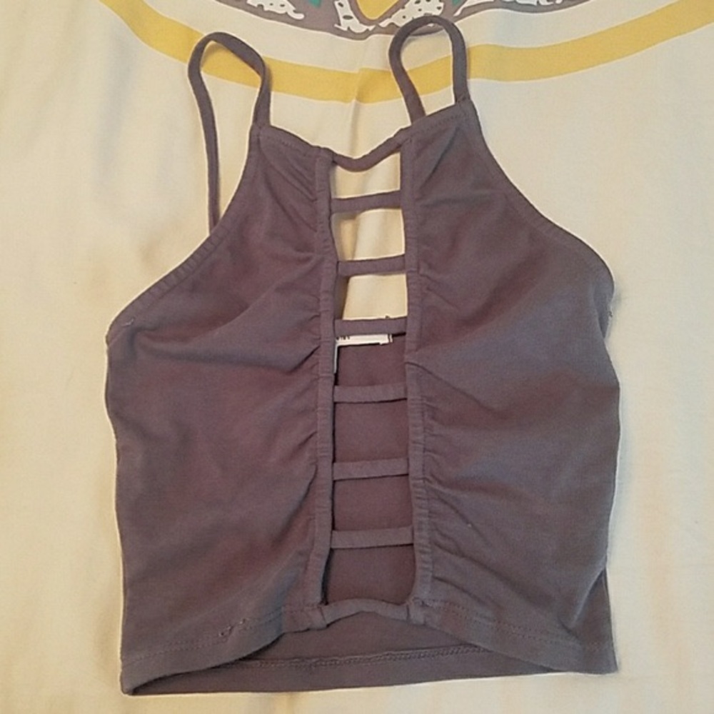 Grey crop top. Ladder cut out front - Picture 3 of 3